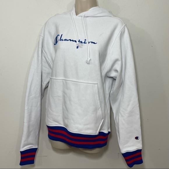 Champion Reverse Weave Hoodie: White Small S Sweatshirt Long Sleeve Pocket Mint - Picture 1 of 13